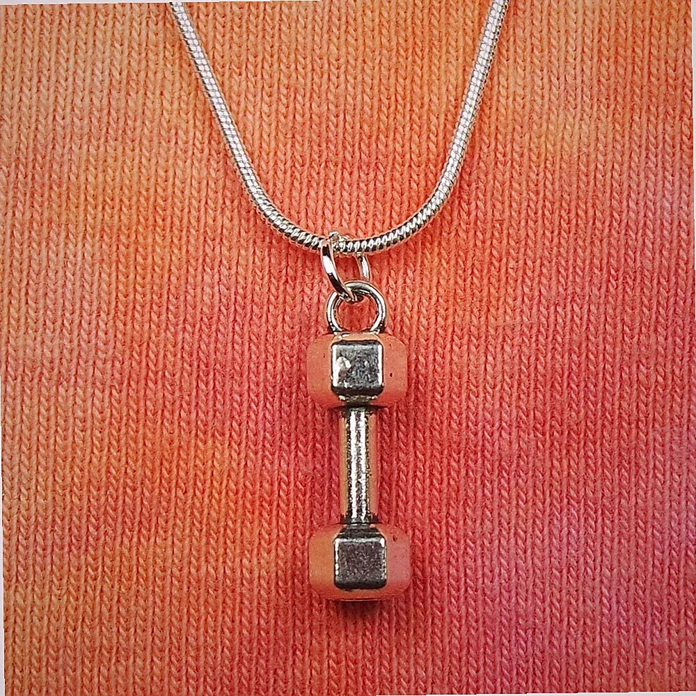 3D Barbell Weight Necklace, Dumb bell Gym Equipment Lifting Waterproof Stainless