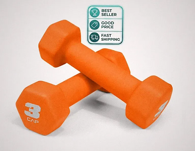 3LB Pair Orange Neoprene Dumbbells Hand Weights for Home Gym Workout