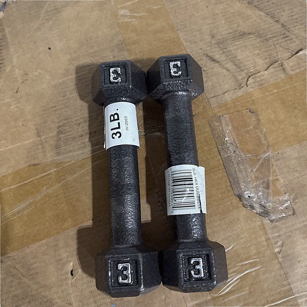 3LB Pound Cast Iron Hex Dumbbells Weights 6lbs Total