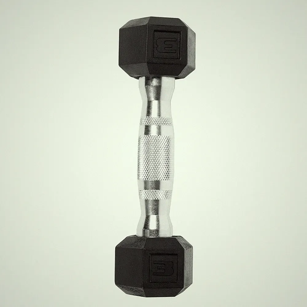 3Lb Rubber Hex Dumbbell, Single
