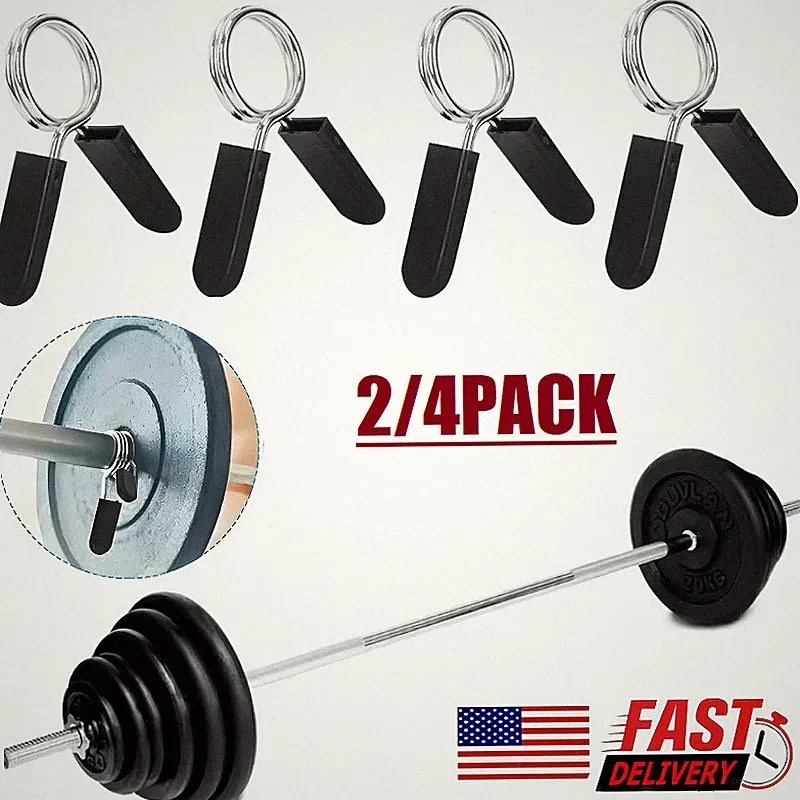 4× Barbell Clamps Dumbbell Spring Clip Circlip Collars 1 Inch Weight Bars Clips