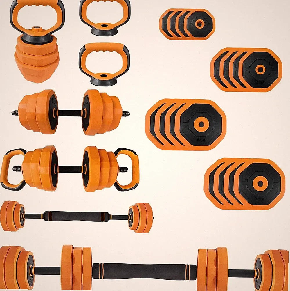 4 in 1 Adjustable Dumbbell Set 44LB Convertible Barbell Kettlebell Push Up Stand