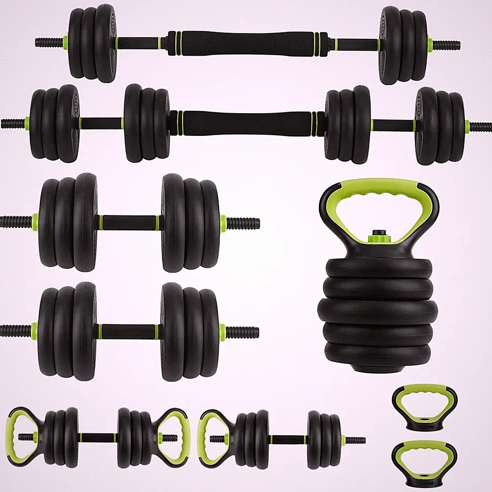4-in-1 Adjustable Dumbbell Set 44lb, Converts to Barbell Kettlebell Push Up Hand