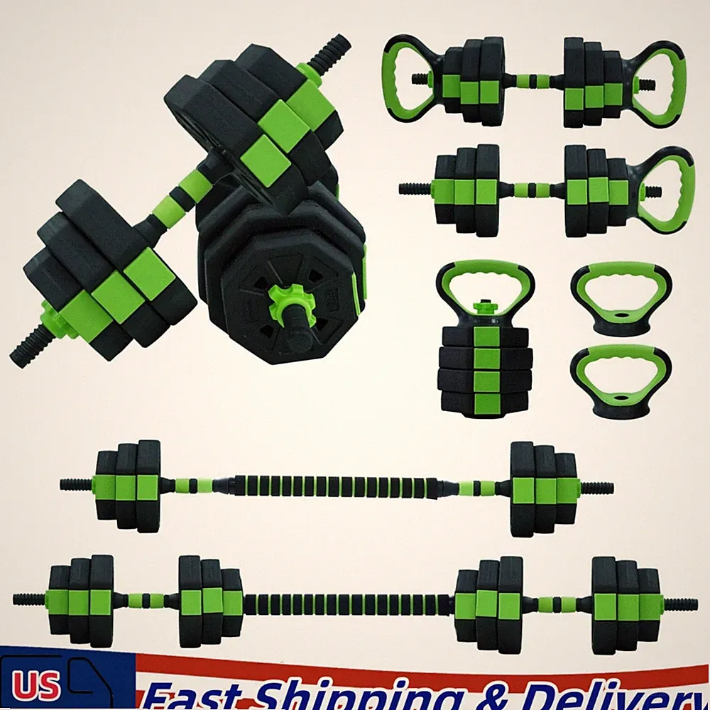 4 in 1 Adjustable Dumbbell Set 44LBS Free Weight Set Used as Dumbbell, Barbell