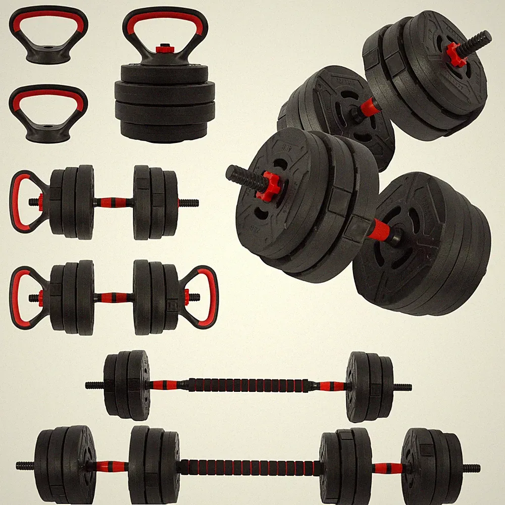 4 in 1 adjustable dumbbell set 60Lb Total | Barbell, Kettle bell & Home Gym