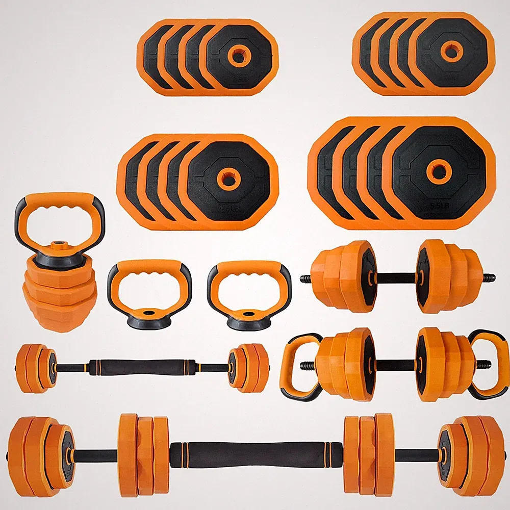 4 in-1 Adjustable Dumbbell Set, 66 LB Weight Set Used as Dumbbell, Barbell, K...