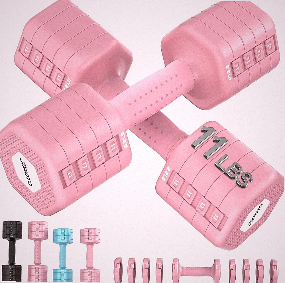 4-in-1 Adjustable Dumbbell Set of 2, 16LBS/22LBS Hand Weights for Women, Men