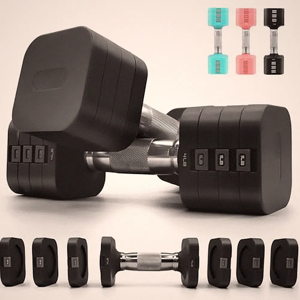 4-in-1 Adjustable Dumbbell Set of 2, Total 20 LB Pair (4,6,8,10 LB) Black