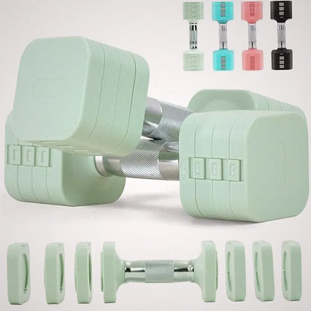 4-in-1 Adjustable Dumbbell Set of 2, Total 20 LB Pair (4,6,8,10 LB) light green