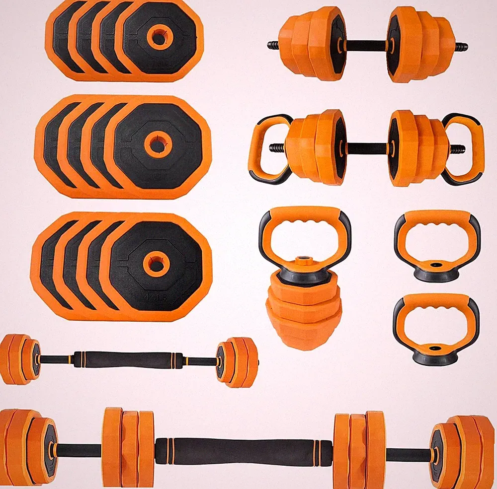 4-in-1 Adjustable Dumbbell Set, Weight Set Used as Dumbbell, Barbell