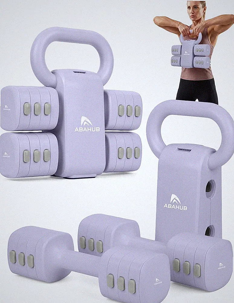 4-in-1 Adjustable Dumbbell Set with Kettlebell Grip for Home Gym Women