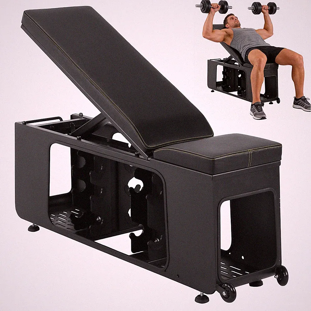 4-IN-1 Compact Weight Bench with Dumbbell Storage, Adjustable Home Gym Equipment