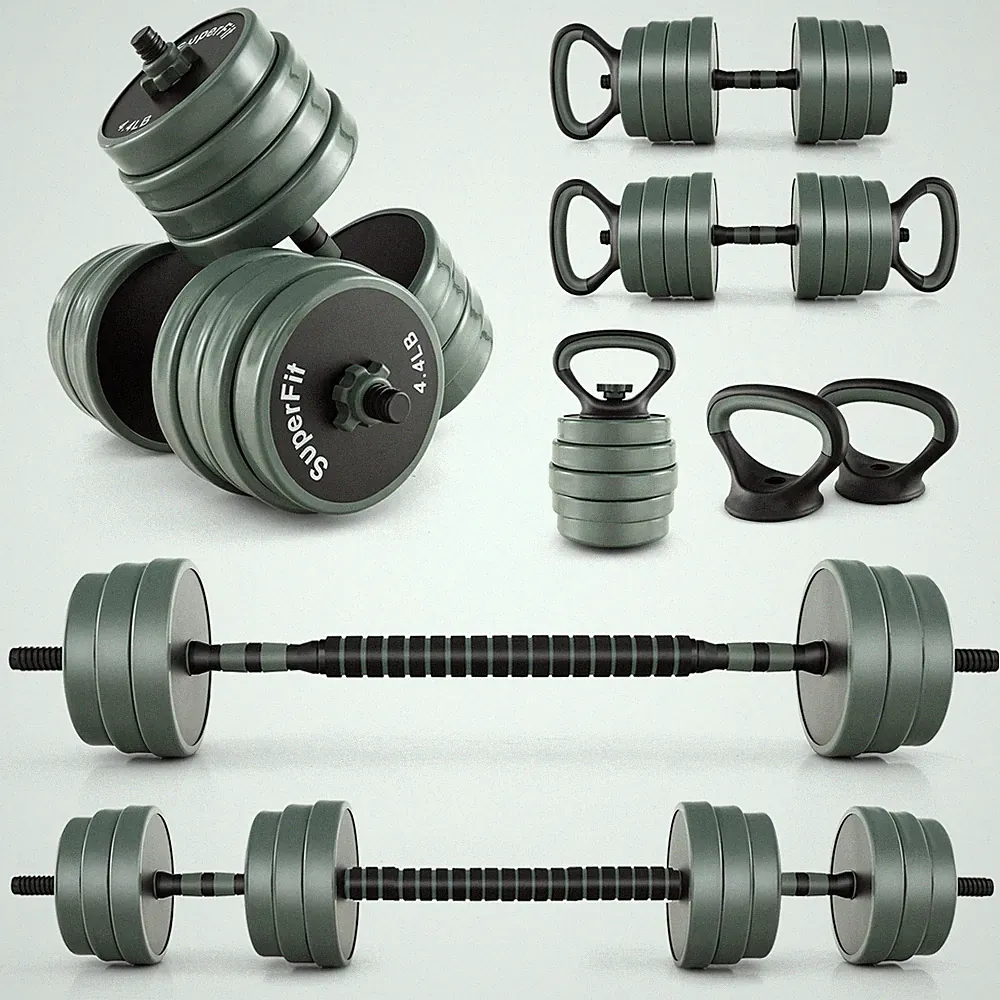 4 in 1 Dumbbell Set Free Weight Set 12 Ironsand Weight Plates 4 Spinlock Collars