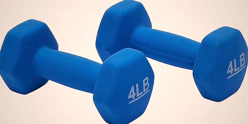 4 lb Neoprene Dumbbell Set Pair Blue Hex Hand Weights Home Gym Strength Training