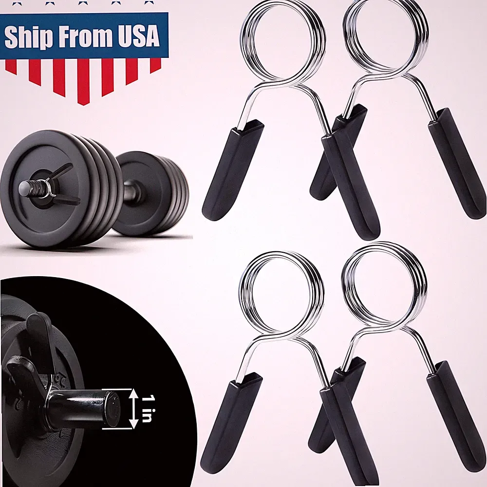 4× Spring Clip Collars Weight Dumbbell Handles for Standard 1-inch Bars Pair USA