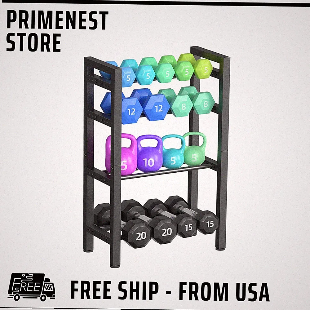 4-Tier Adjustable Dumbbell Rack, Heavy Duty Weight Storage Stand (800 lbs)