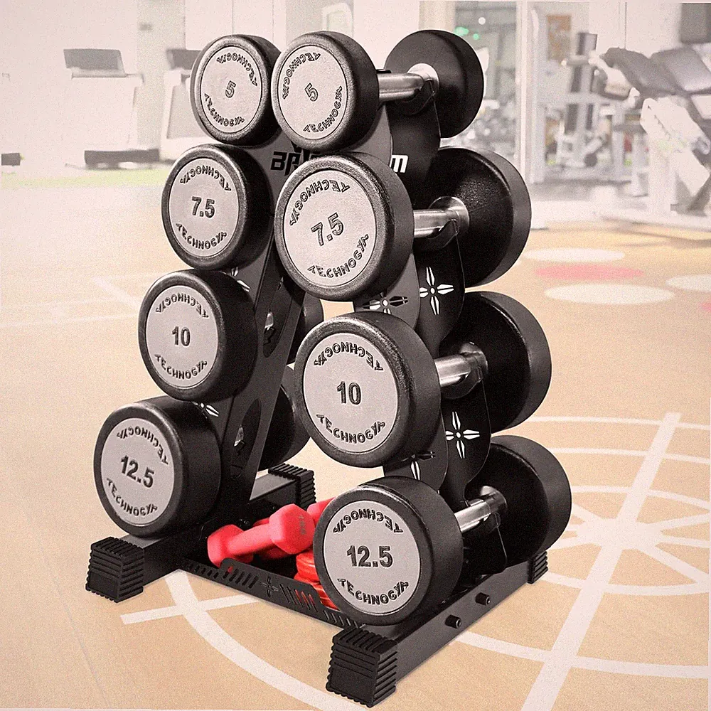 4-Tier Dumbbell Rack 13GA Steel 470lbs Capacity Compact 16.3x15.6x24.5-Inch