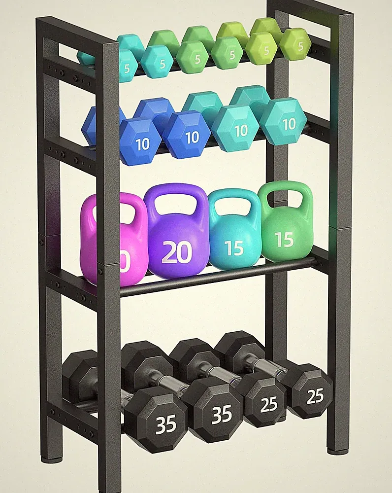 4 Tier Dumbbell Rack,Adjustable Weight Rack for Home Gym,Heavy Duty Weight St...