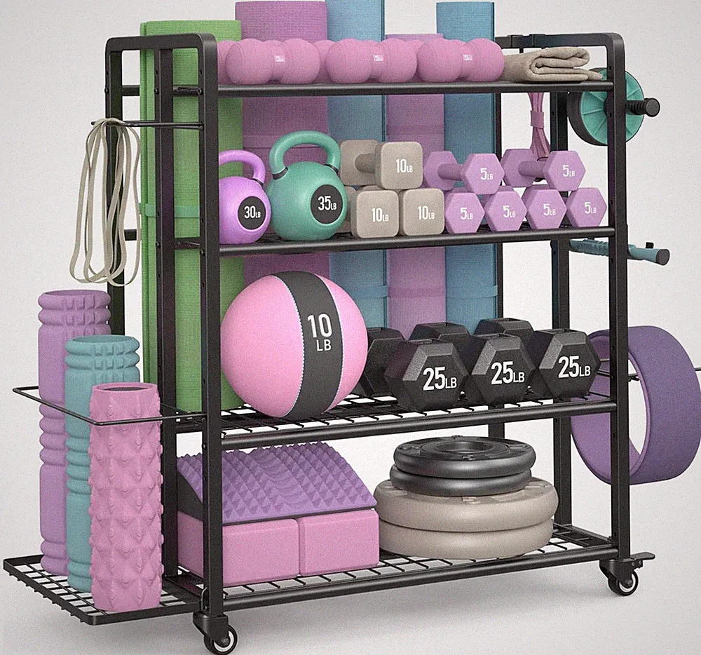 4-Tier Dumbbell Rack Stand Only, Adjustable Weight Rack for Dumbbells Kettlebell