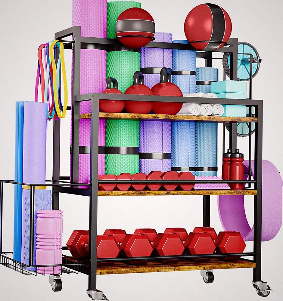 4-Tier Home Gym Storage Rack for Dumbbells, Kettlebells & Workout Gear