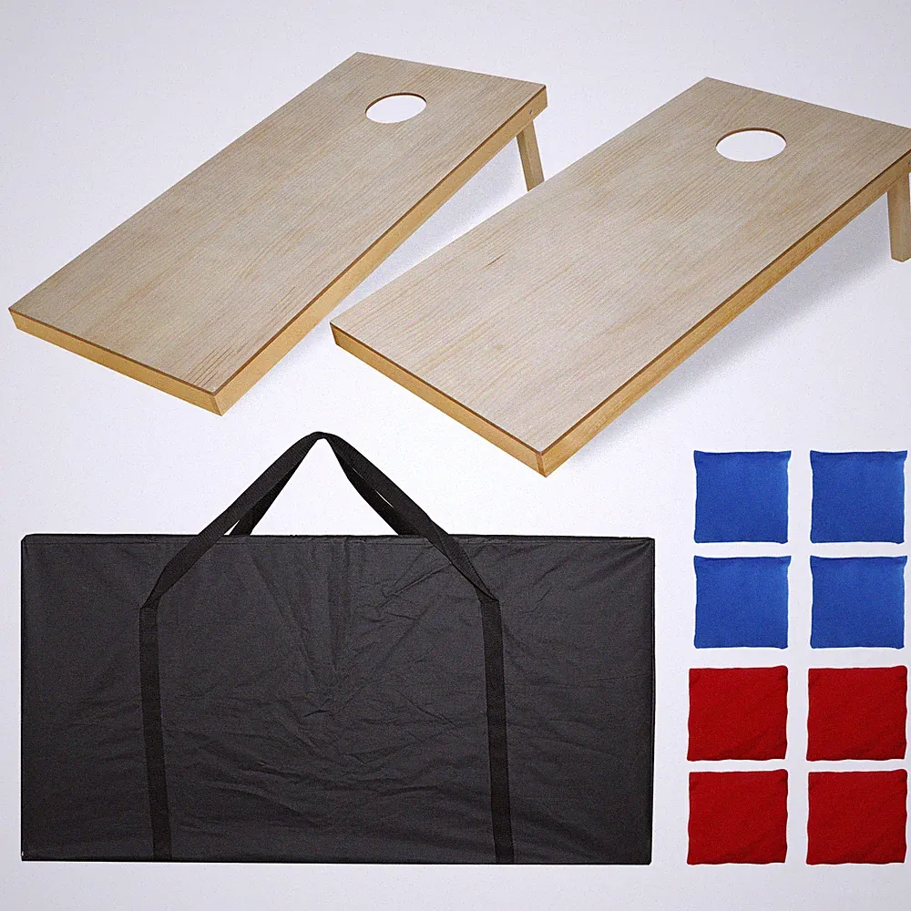 4' x 2' Wooden Cornhole Game Board Set Regulation Size W/8 Bean Bags Carry Case