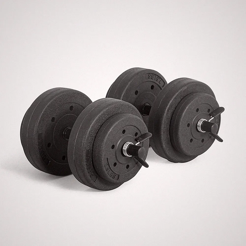 40 LB Adjustable Dumbbell Set Vinyl Coated Cement Plates Home Gym Weights Black