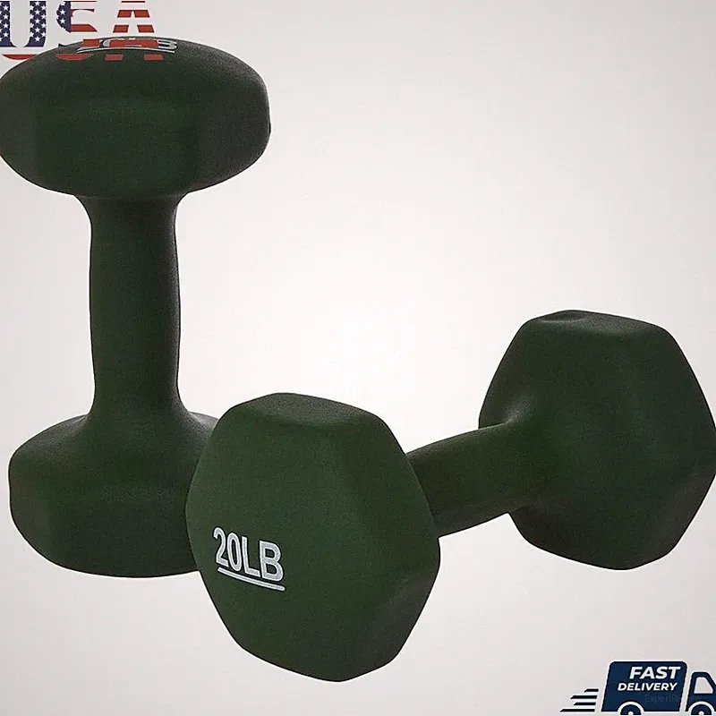 40 lb Dumbbell Set Hexagon No Roll Hand Weights Strength Training Exercise New