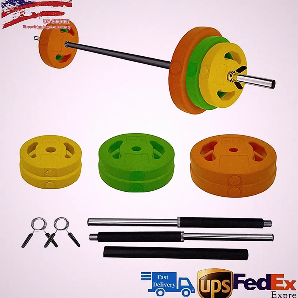 40 Lbs Barbell Set with Weights, Adjustable Free Weights for Home & Gym Workout