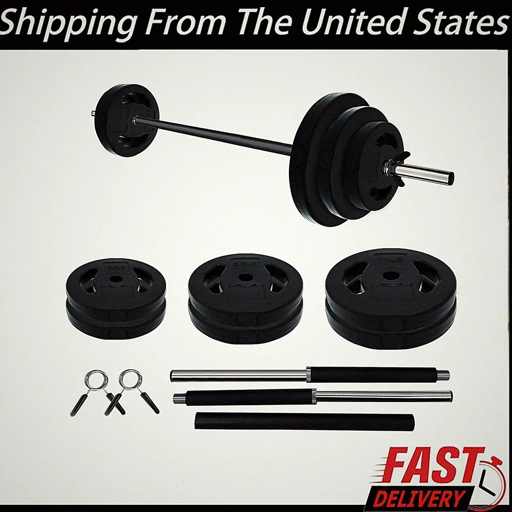 40 Lbs Barbell Weight Set, Adjustable Free Weights for Home and Gym Workout