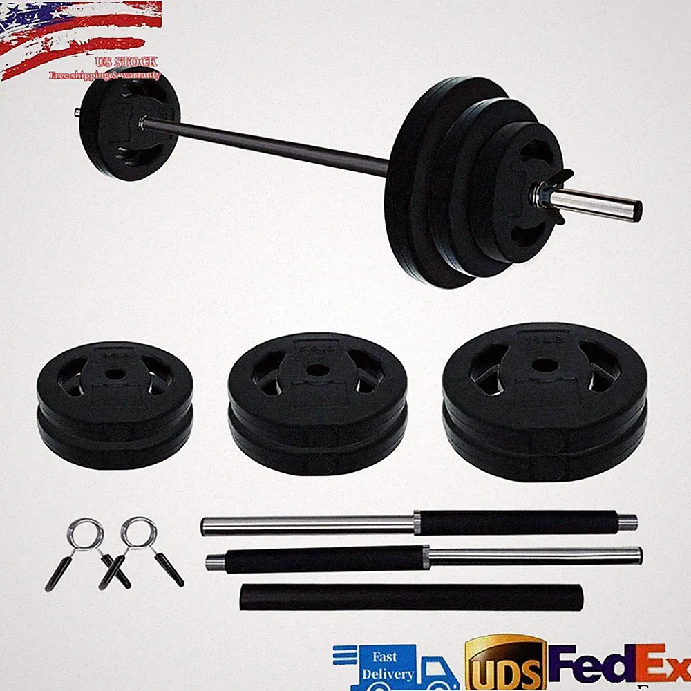 40 Lbs Barbell Weight Set, Adjustable Free Weights for Home and Gym Workout Use