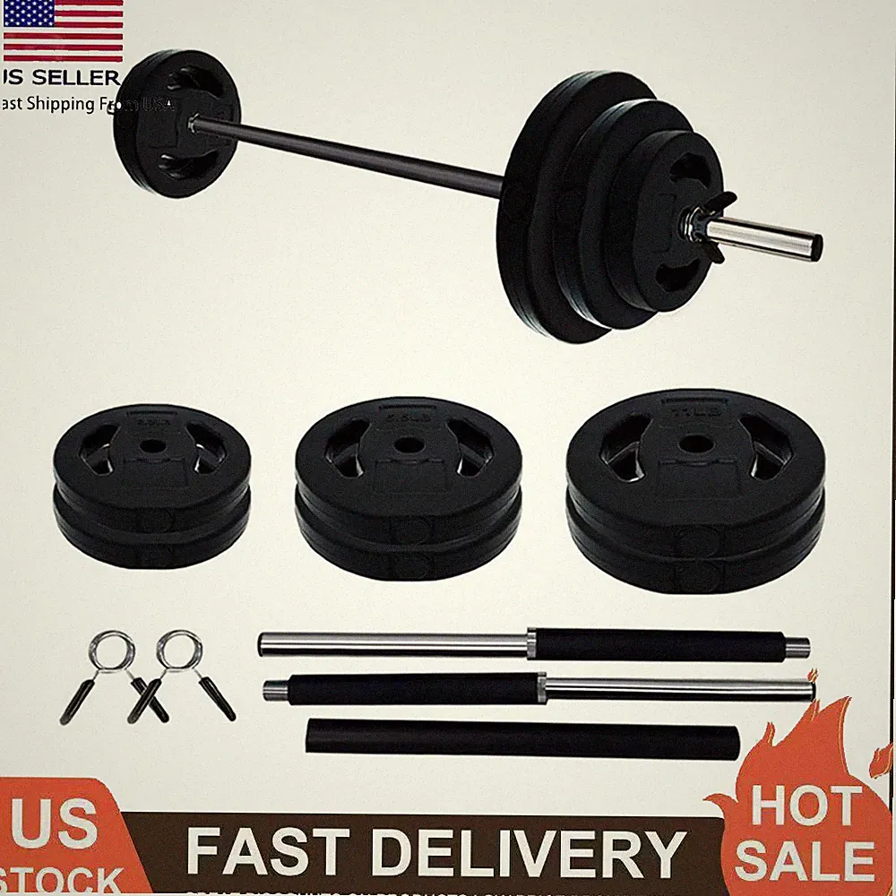 40 Lbs Barbell Weight Set, Adjustable Free Weights for Home and Gym Workout Use