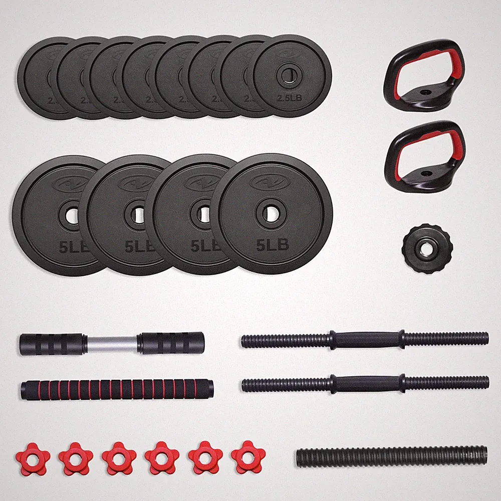 40KG Cast Iron Adjustable Dumbbell & Barbell Set Home Gym Weights Workout