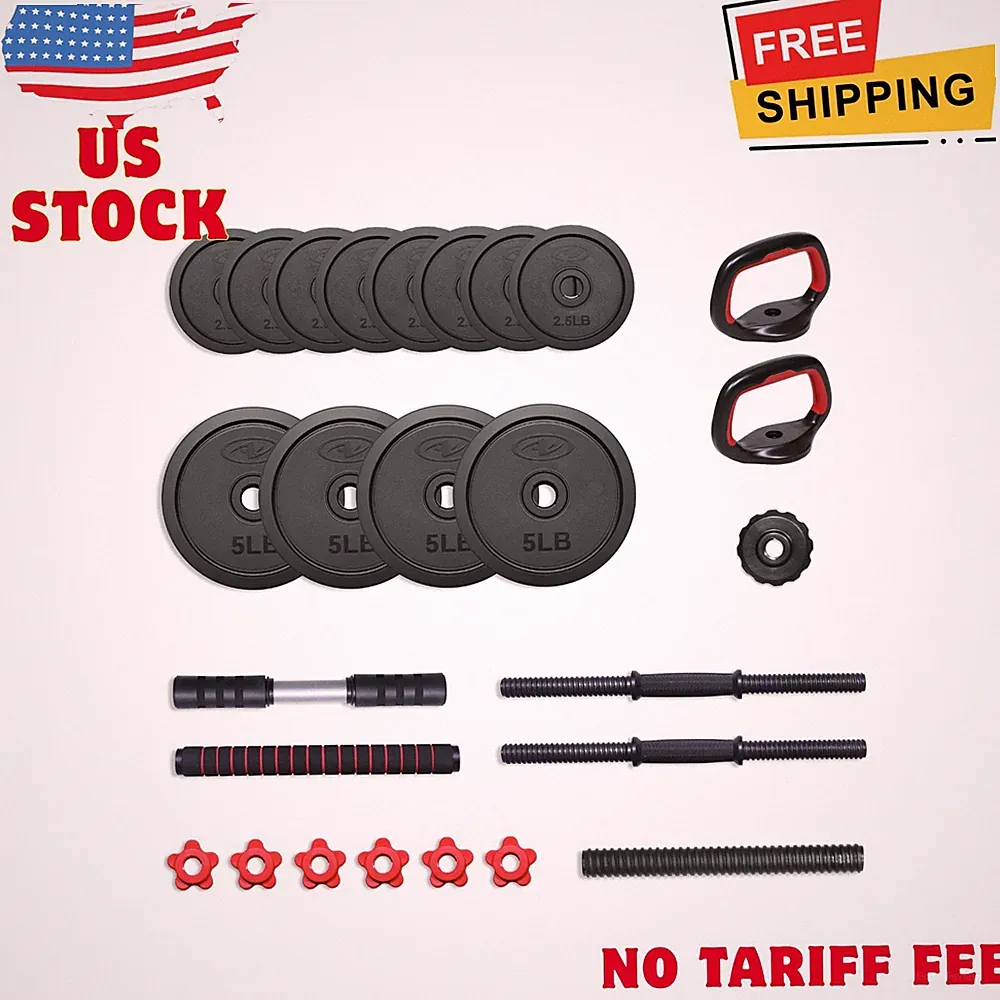 40LB 5 in 1 Adjustable Dumbbell Set , Fitness Exercises for Home Gym, Black