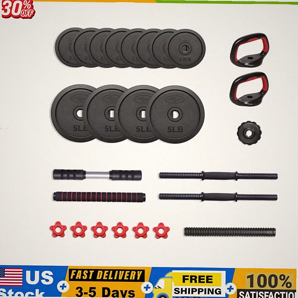 40LB 5 in 1 Adjustable Dumbbell Set , Fitness Exercises for Home Gym