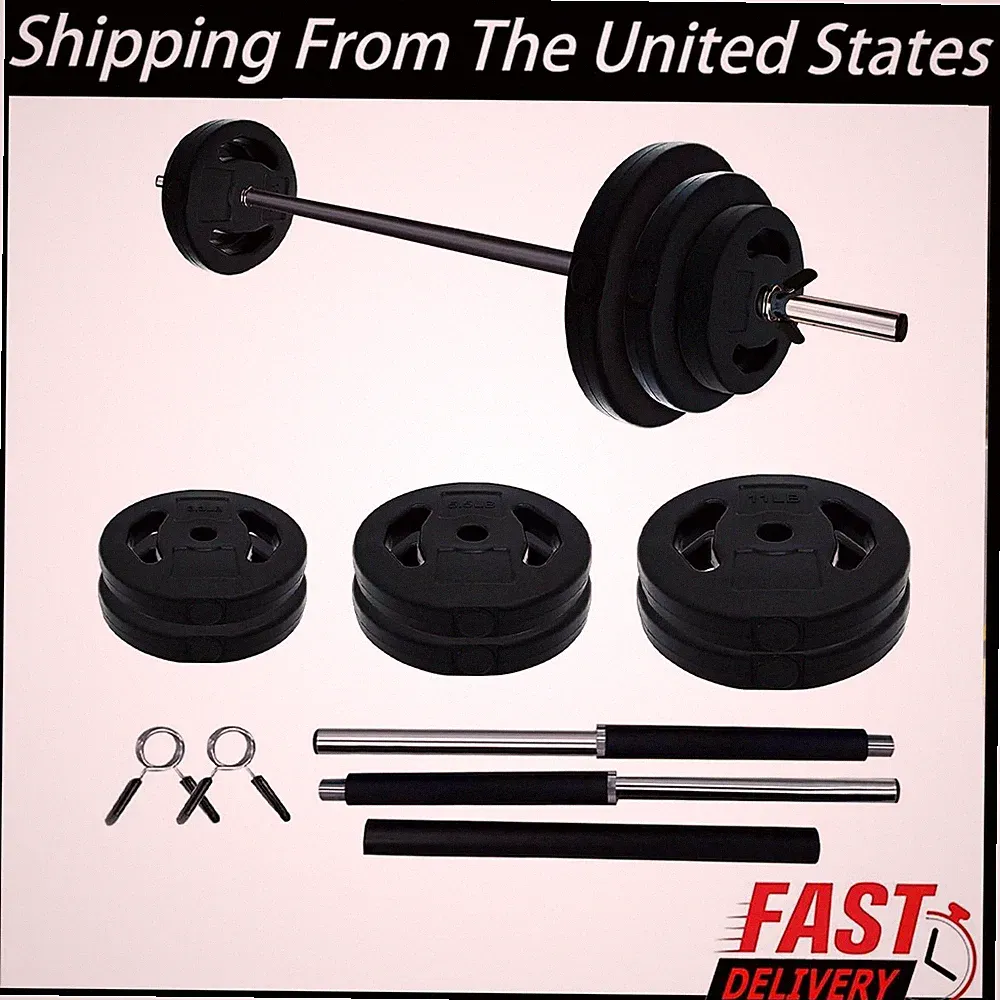 40lb Adjustable Barbell Weight Set Free Weights w/ Padded Grip Home Gym Workout