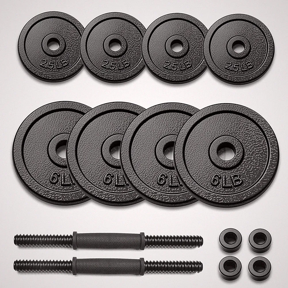 40LB Adjustable Cast Iron Dumbbell Set , 1-Inch Holes Fit Standard Sized Bar
