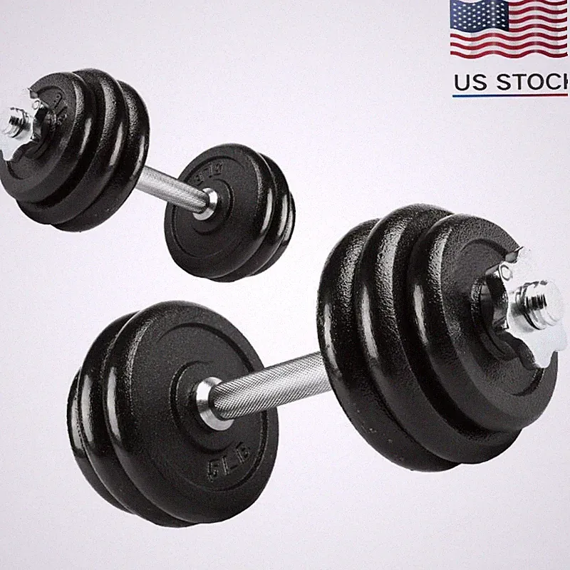 40lb Adjustable Cast Iron Dumbbell Set Plates Dumbbell Handles Spin-lock Collars