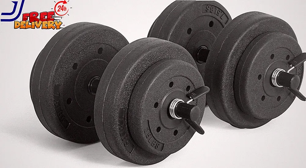 40lbs Vinyl Weight Dumbbell Set Gym Home Adjustable Barbell Plates Body Workout