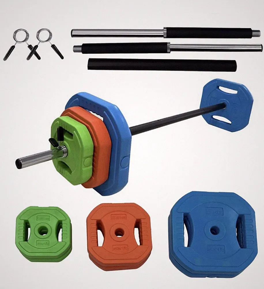 40Lbs Weights Barbell Weight Set Curl Bar with Weights for Home Gym Body Fitness