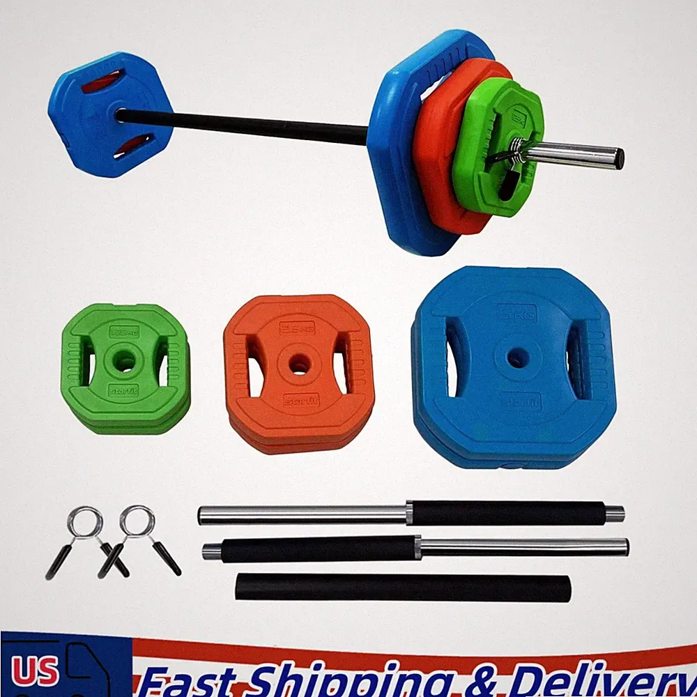 40Lbs Weights Barbell Weight Set Curl Bar with Weights Weight Set for Home Gym