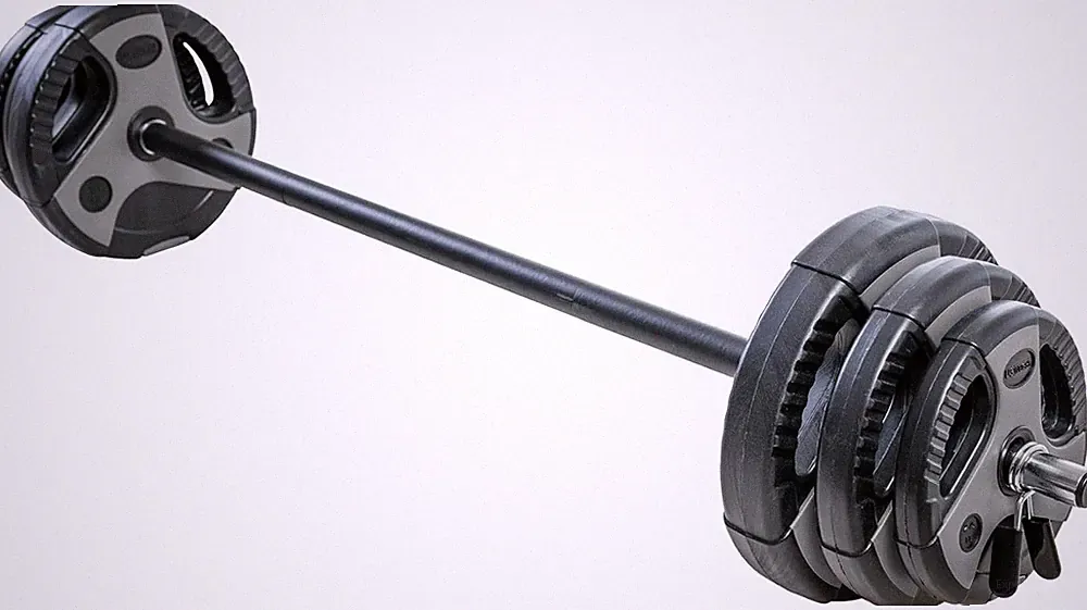 43 LB Barbell Weight Set for Home Gym with 55” padded Bar, Adjustable Weights