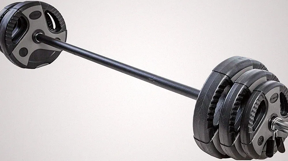 43 LB Barbell Weight Set for Home Gym with 55” padded Bar, Adjustable Weights fo