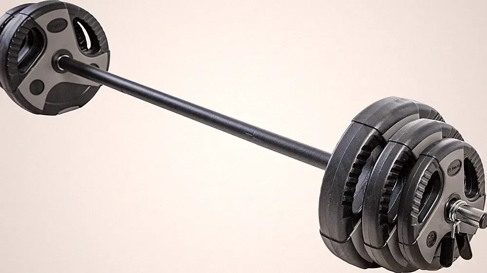 43 LB Barbell Weight Set for Home Gym with 55 Padded Bar Adjustable Weights for