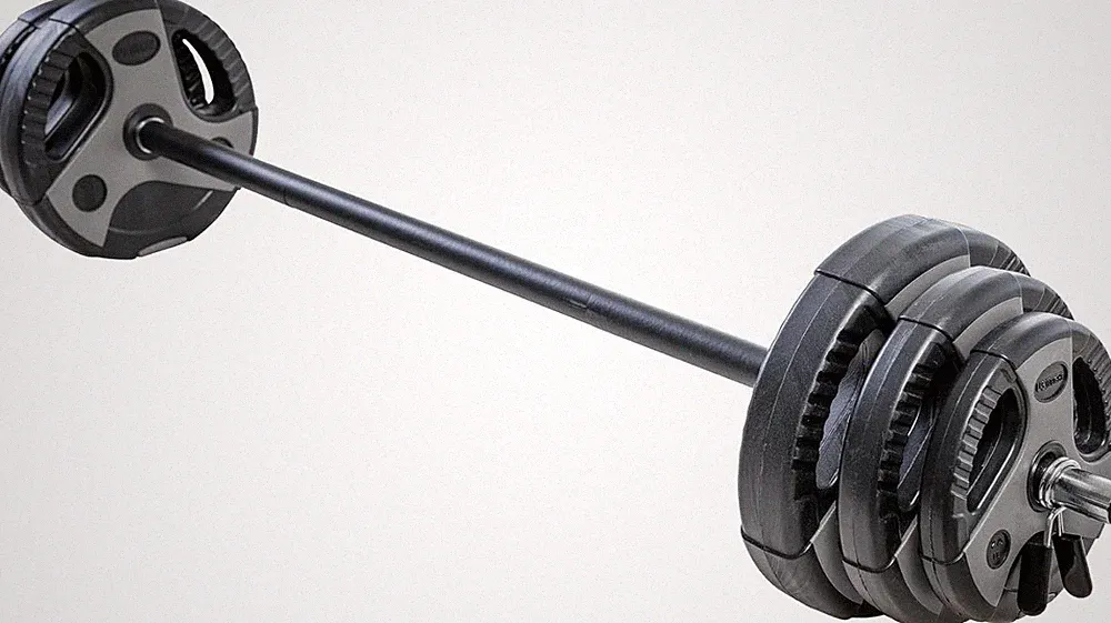 43LB Adjustable Barbell Weight Set with Padded 55 Inch Bar for Home Gym