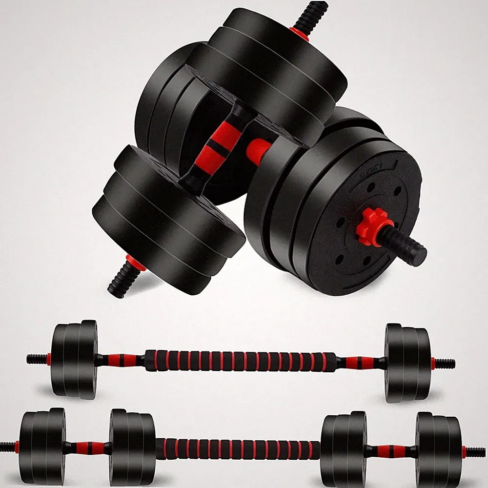44 LBS TOTAL Adjustable Dumbbell Barbell Weight Set 2-in-1 Workout