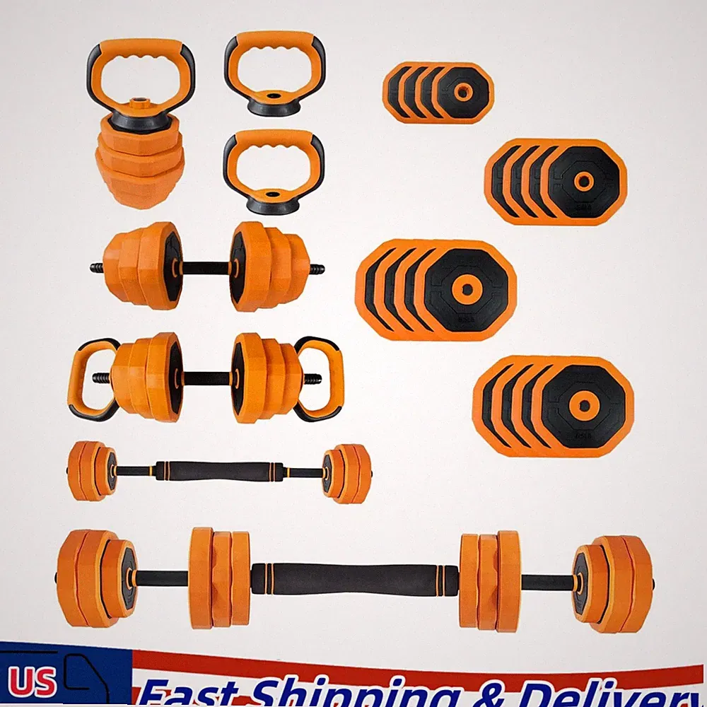 44LB 4 in 1 Adjustable Dumbbell Set Convertible Barbell Kettlebell Push Up Stand