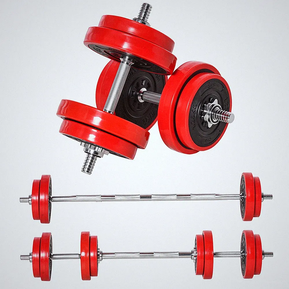 44lb Adjustable Dumbbell and Barbell Conversion Set for Strength Training