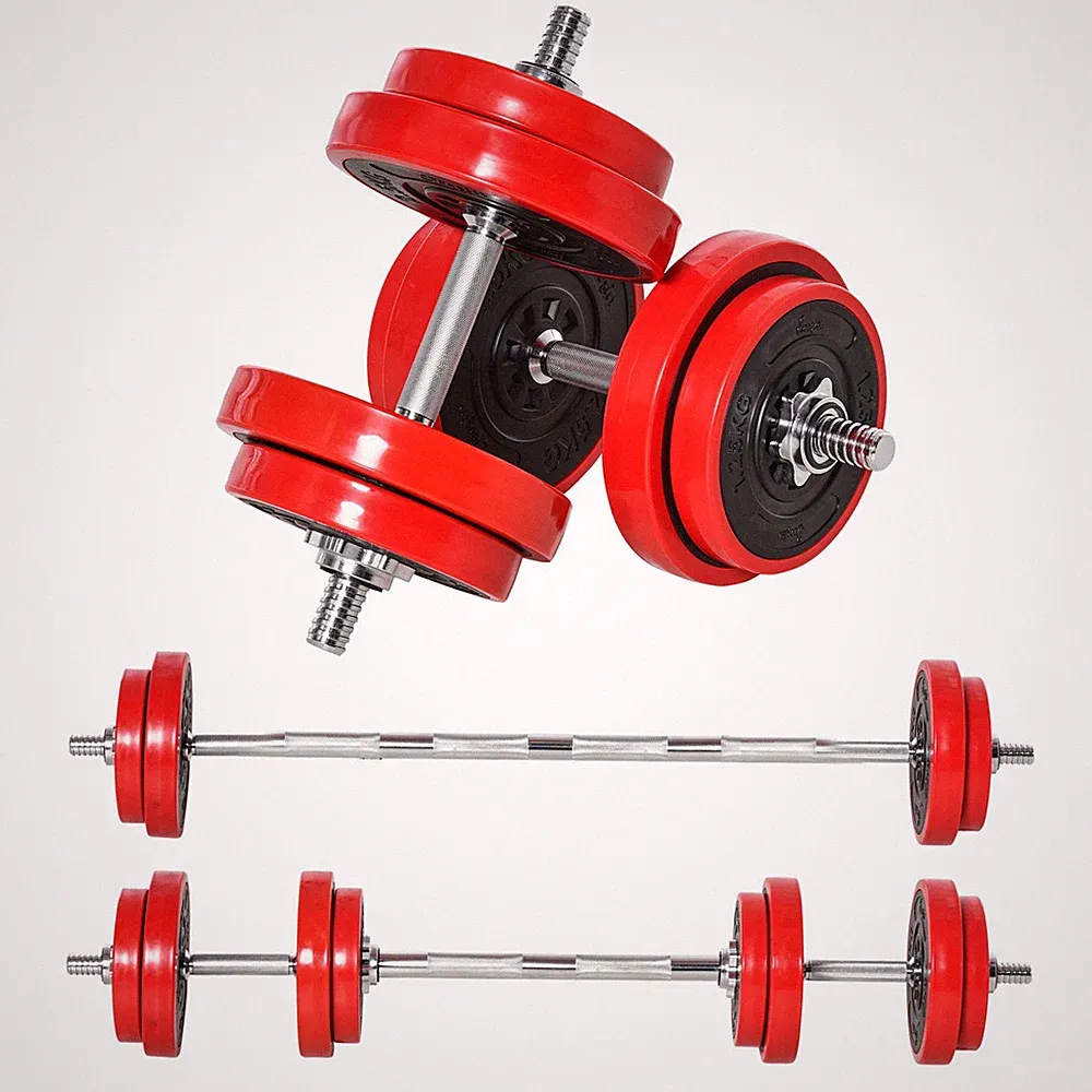 44lb Adjustable Dumbbell System with Barbell Conversion for Exercise