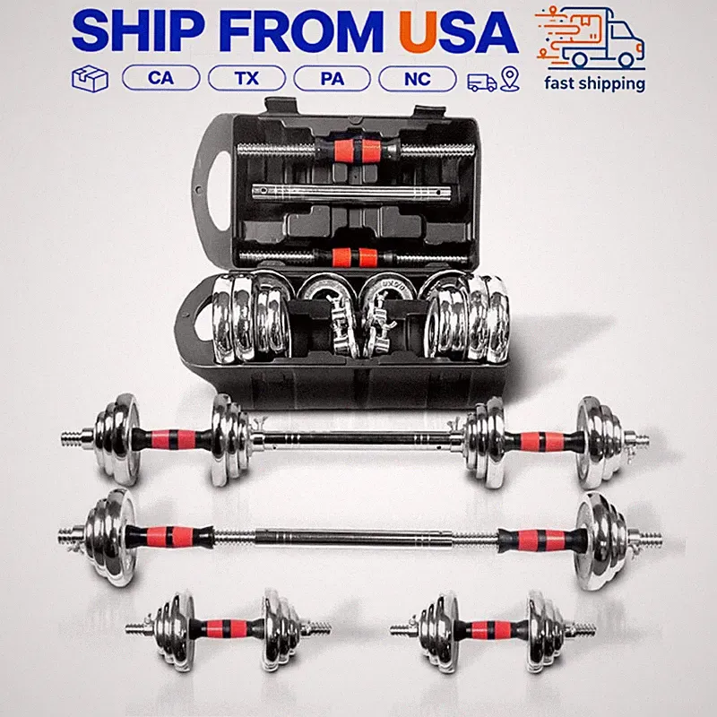 44LBS Adjustable Dumbbell Set with Carry Case Cast Iron Barbell Kit for Home Gym