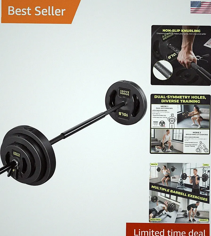 45 LB Adjustable Barbell Weight Set for Home Gym - Ergonomic & Versatile Fitness